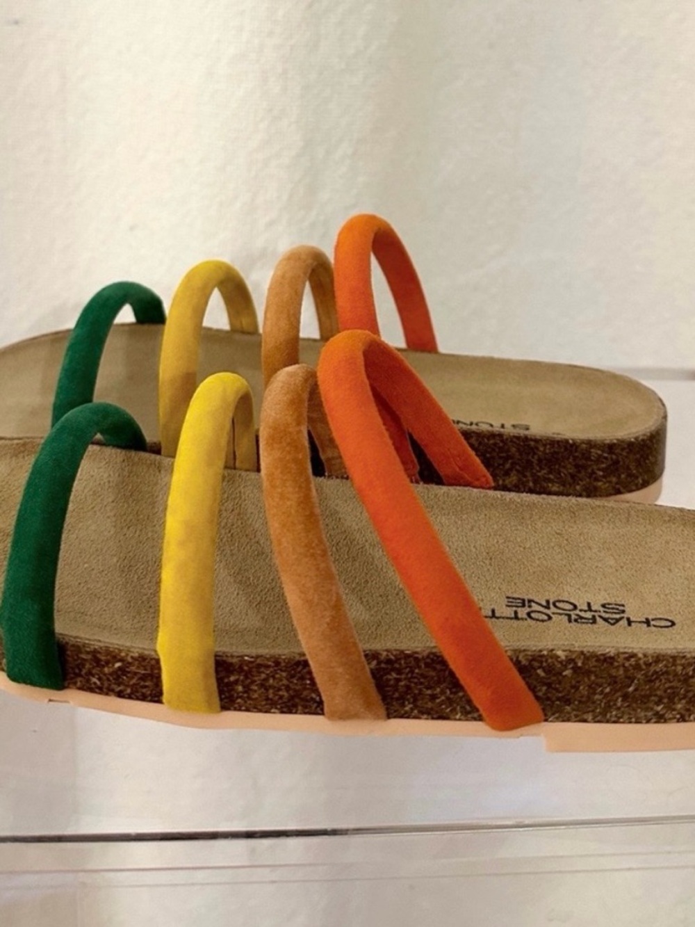 Charlotte Stone Multicolor Gloria Strappy Cork Slides